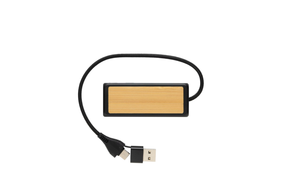Link RCS recycled plastic and bamboo dual Input USB hub: item top