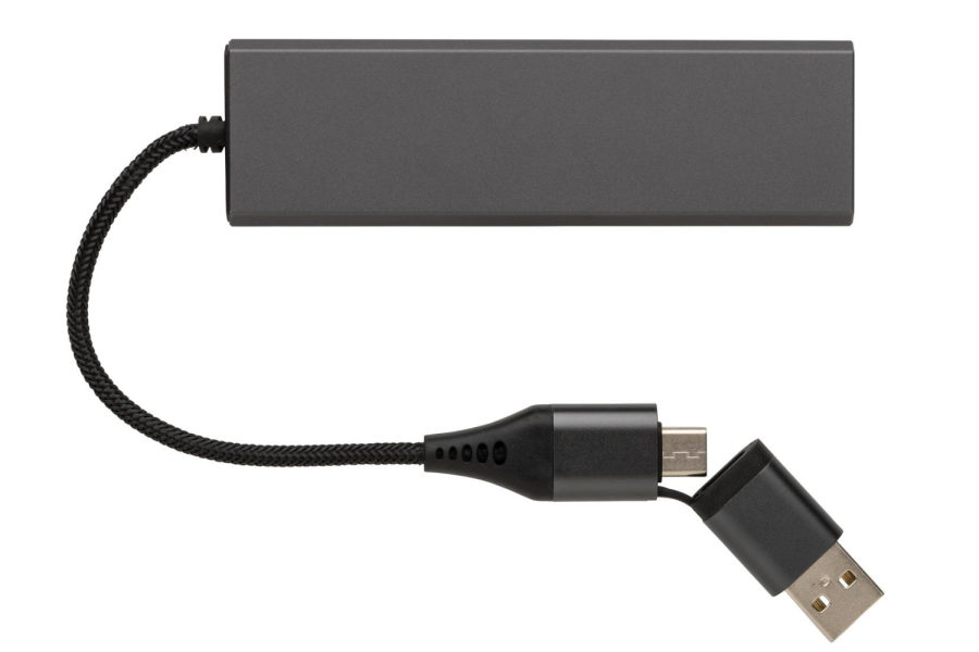 Terra RCS recycled aluminium hub with 3 USB ports: item front