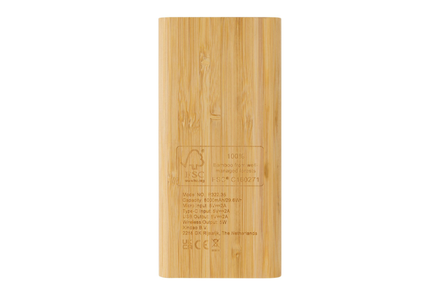 8000 mAh varavirtalähde bambusta: tuote takaisin