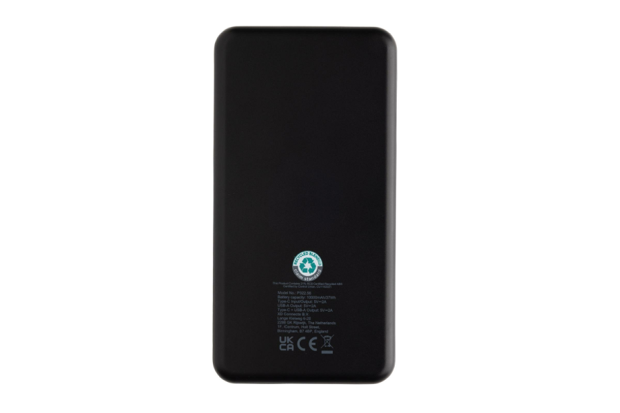 Batterie externe Boostcore 10 000 mAh en plastique recyclé RCS avec USB-C: Arrière du produit