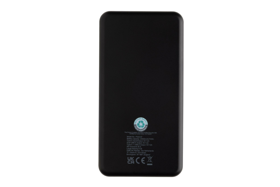 Batterie externe Boostcore 20 000 mAh en plastique recyclé RCS avec USB-C: Arrière du produit