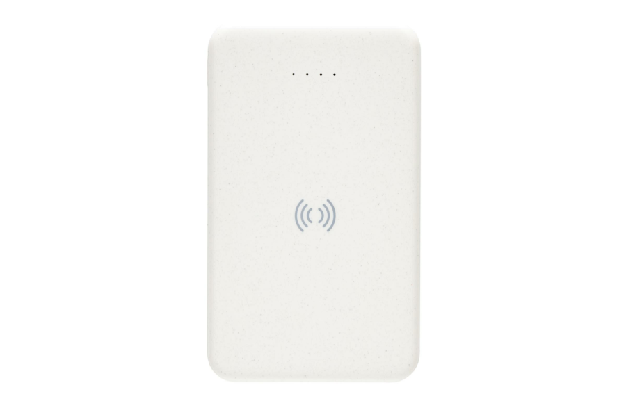 5.000 mAh trådlös powerbank i RCS återvunnen plast: föremålets framsida upp