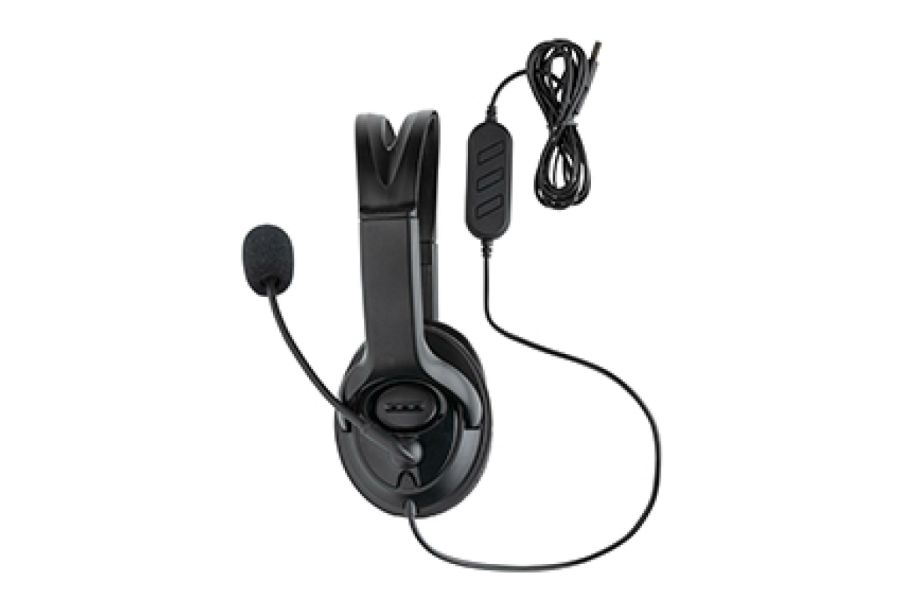 Over ear wired work headset: strap left