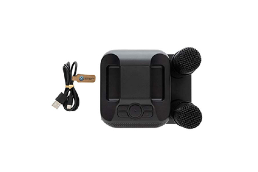 Ensemble karaoké Singvibe en plastique recyclé RCS avec deux microphones: Dessus du produit