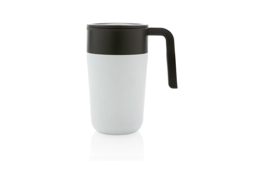 Mug avec anse en PP recyclé GRS et acier inoxydable: Avant du produit, partie supérieure