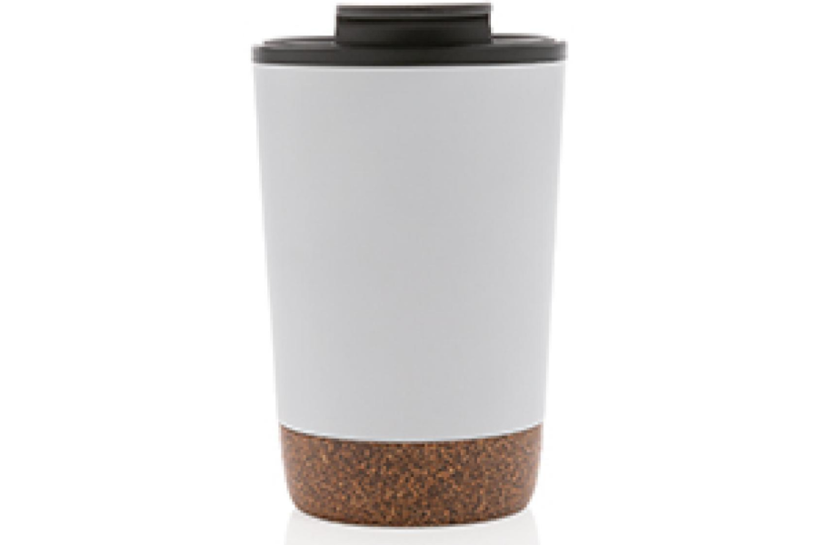 Taaskasutatud roostevabast terasest korgiga termokruus 300 ml logoga: eseme esikülg allapoole