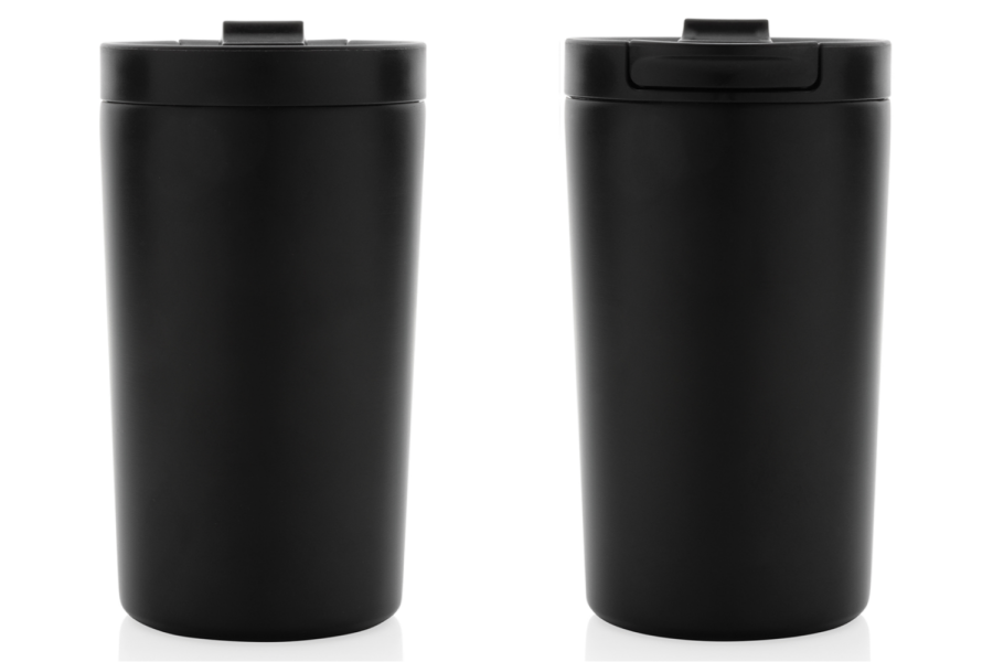 Mug isotherme sous vide à double paroi en acier inoxydable recyclé RCS, étanche et verrouillable: Arrière du produit