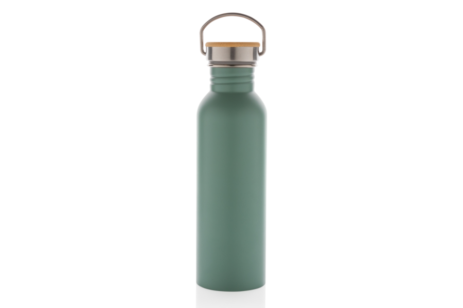 Moderne Edelstahlflasche mit Bambusdeckel: Artikel sichern