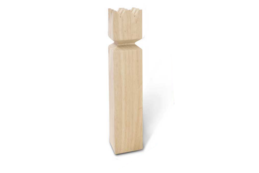 Koka kubb komplekts: priekšpuse uz leju