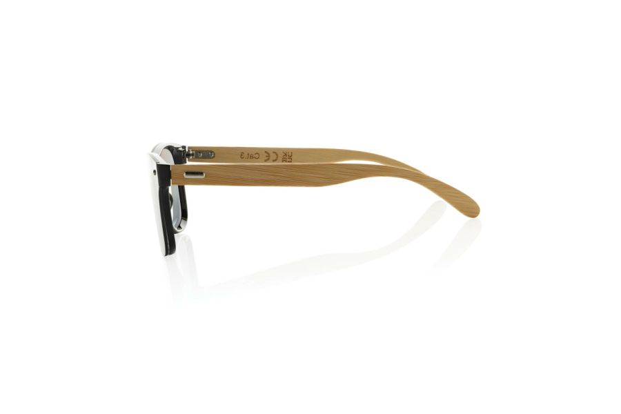 Prism RCS recycled plastic sunglasses with bamboo frame: item side left