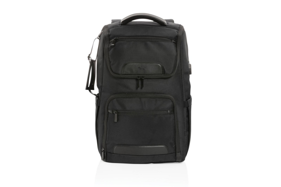 Swiss Peak AWARE™ RPET Voyager 15.6" laptop backpack: item front down