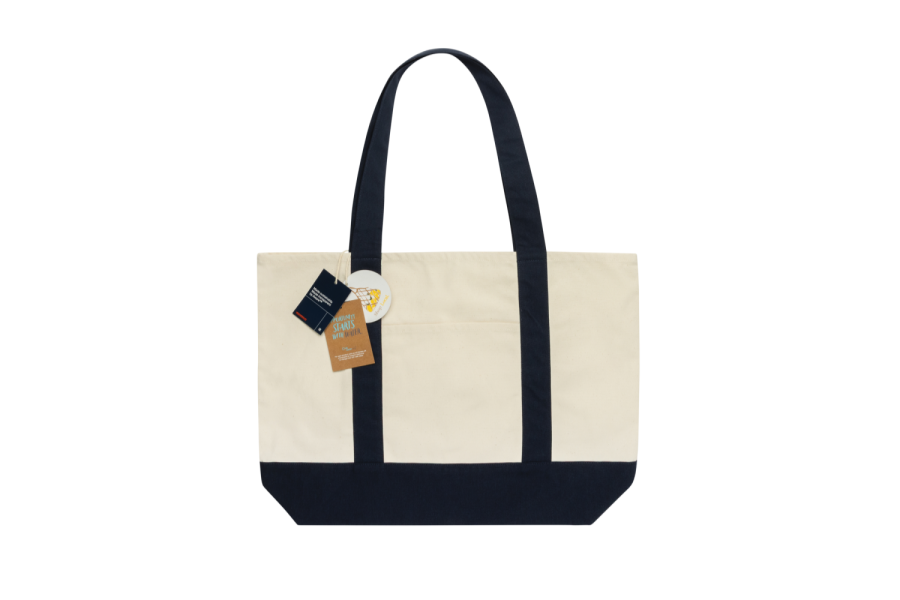 SHOP LOCAL AWARE™ taaskasutatud puuvillast 350gsm kandekott: eseme esikülg