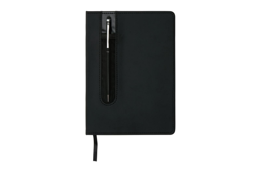 Basic Hardcover PU A5 Notizbuch mit Stylus-Stift: Vorderseite des Gegenstands nach unten