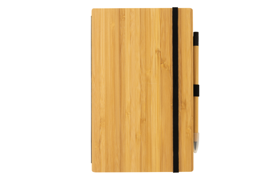 Bambus-Notizbuch und Infinity-Bleistift im Set: Artikel vorne Mitte