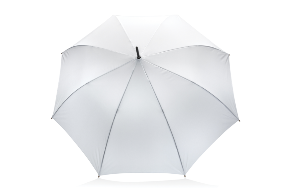 27" Impact AWARE™ RPET 190T automaattisesti avautuva sateenvarjo bambukahvalla: sateenvarjo