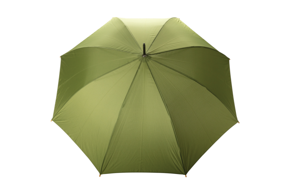 27" Impact AWARE™ RPET 190T automaattisesti avautuva sateenvarjo bambukahvalla: sateenvarjo
