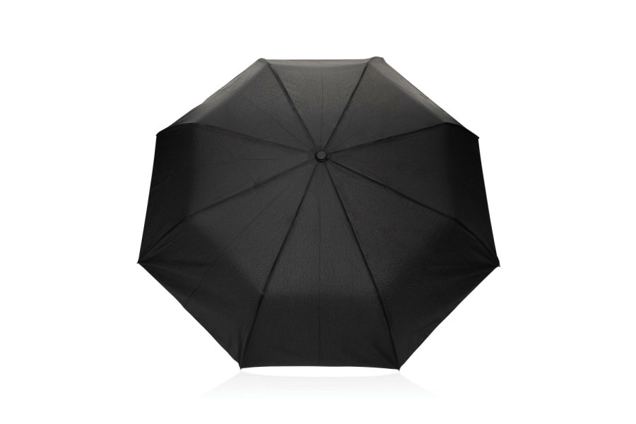 Kaycey 21" AWARE™ RPET mini auto-open umbrella with acacia wood handle: umbrella