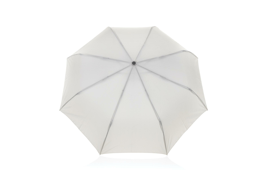Kaycey 21" AWARE™ RPET mini auto-open umbrella with acacia wood handle: umbrella