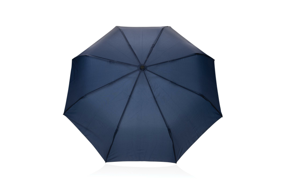 Kaycey 21" AWARE™ RPET mini auto-open umbrella with acacia wood handle: umbrella