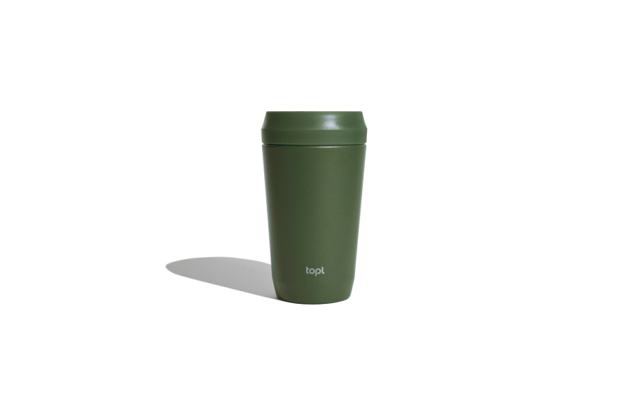 Topl taaskasutatud terasest termostops patenteeritud 360° kaanega 354 ml: eseme esikülg