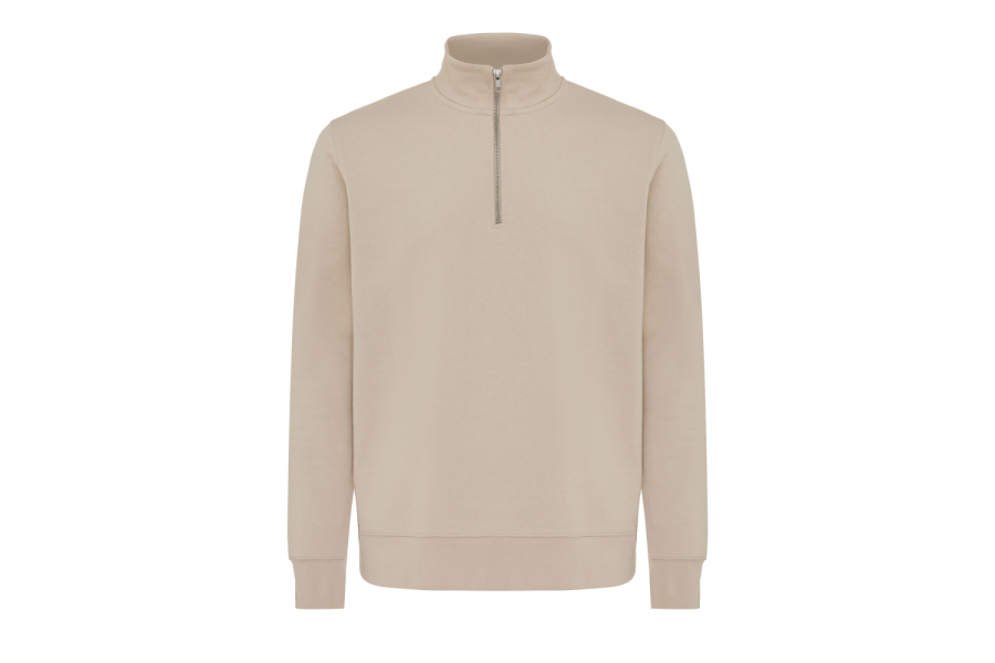 IQONIQ Elgon Quarter-Zip-Sweater aus rec. Baumwolle: innen am Halsausschnitt