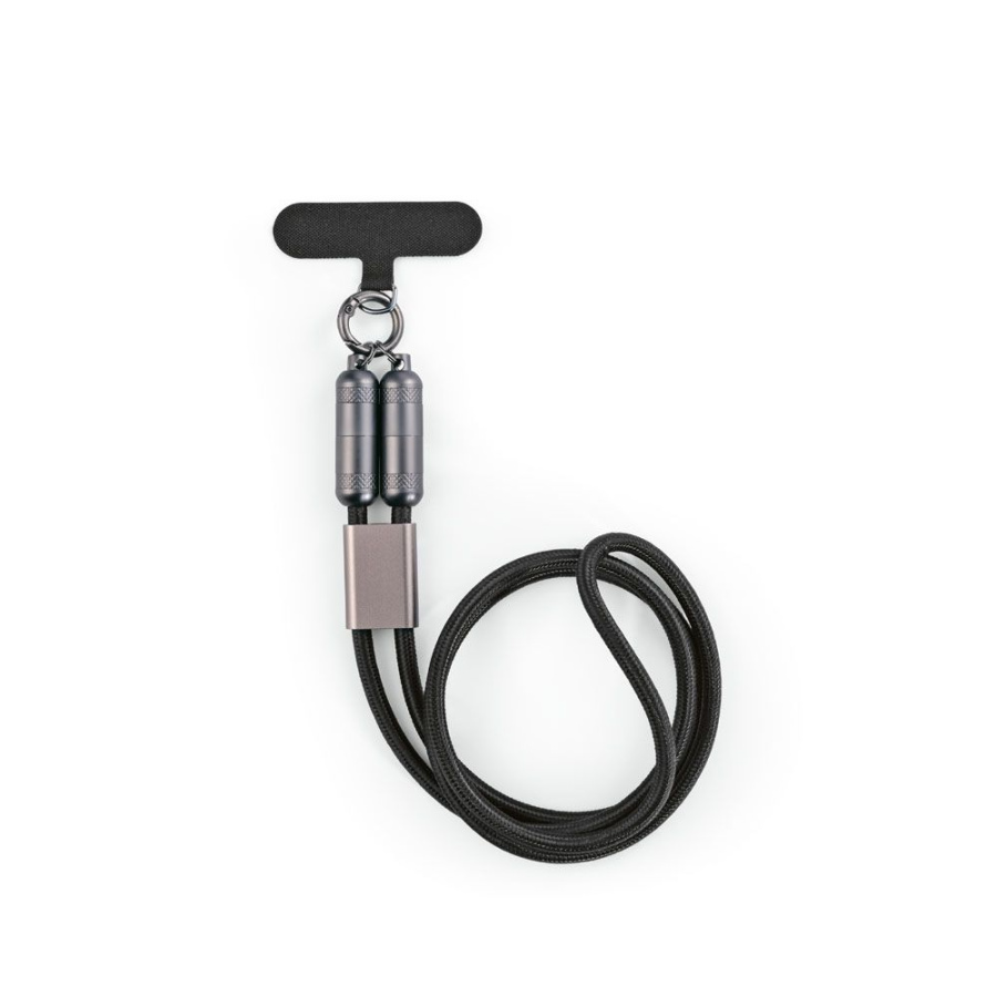 „Marconi 2-in-1“ laidas ir telefono dirželis rPET. USB-C į USB-C. 60 W greitasis įkrovimas.: Žymė