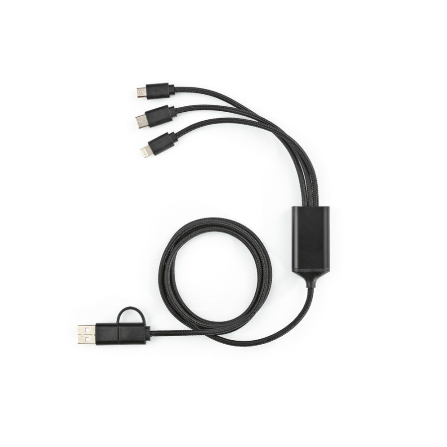 Turing 5-in-1 Ladekabel aus recy. PVC, 1,2m, 10W: Front
