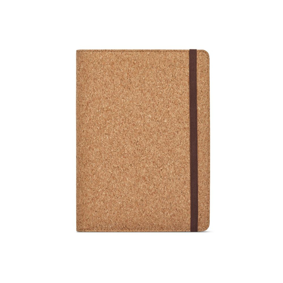 Kafka A5 Folder Cork. 64 FSC® sheet notepad and elastic closure: Front