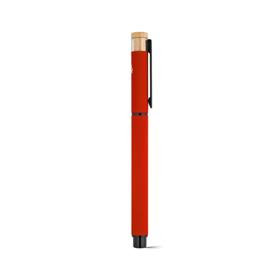 Thoreau Rollerball Pen rAluminium. Blue 0.6km Dokumental® Gel Ink: Top side 1