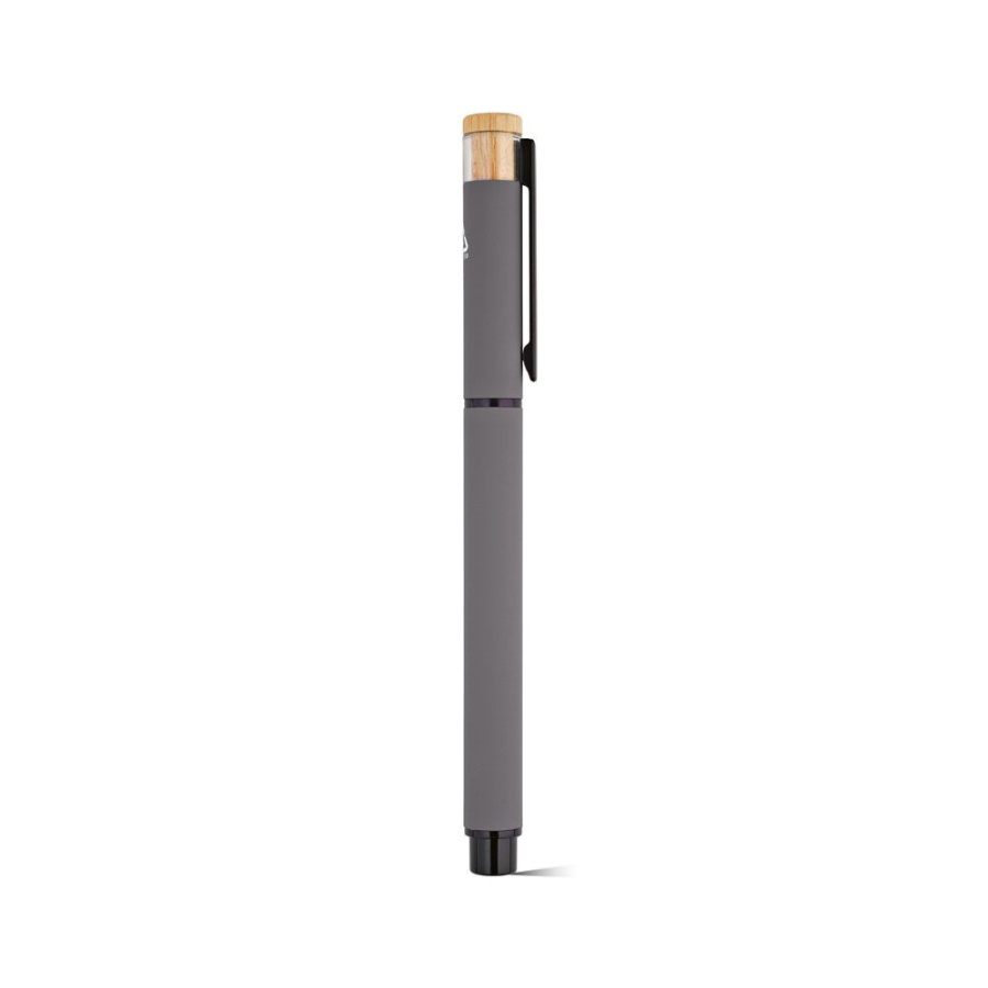 Thoreau Rollerball Pen rAluminium. Blue 0.6km Dokumental® Gel Ink: Top side 1