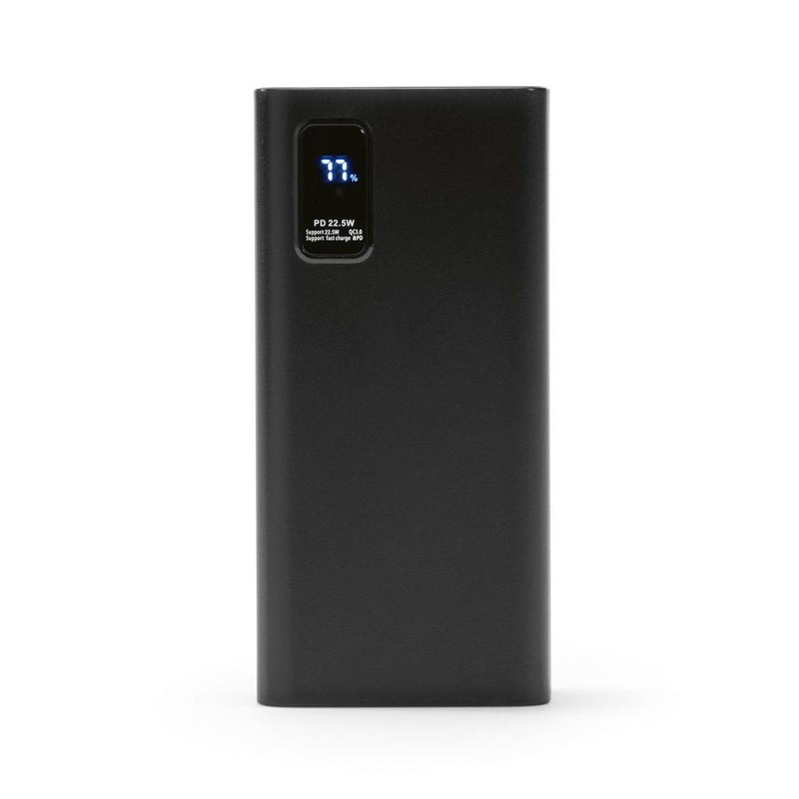 „Hertz“ išorinė baterija „rABS 30000mAh“. LED ekranas. 22,5 W. Įkrauna nešiojamąjį kompiuterį.: Priekinė dalis