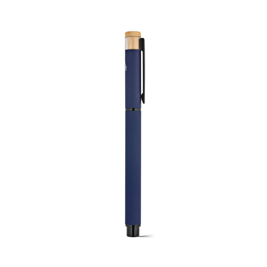 Thoreau Rollerball Pen rAluminium. Blue 0.6km Dokumental® Gel Ink: Top side 1