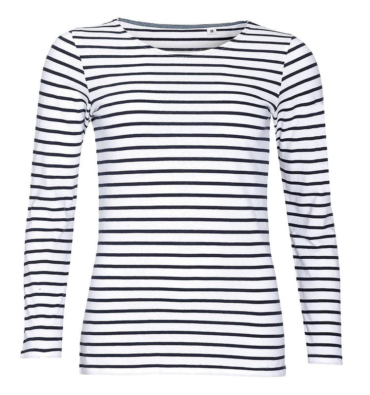 MARINE DAM RANDIG T-SHIRT: FRÄMRE