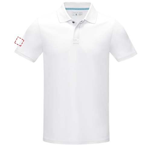 Polo homme biologique à manches courtes Graphite: Biceps droit · Broderie — variante « fixed »