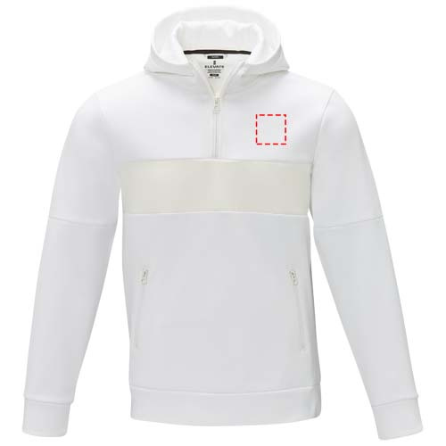 Sweat à capuche homme de style anorak à demi-zip Sayan: Impact – haut du dos · Broderie — variante « fixed »