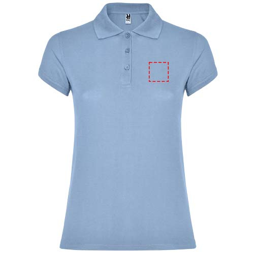 Žvaigždžių moteriškas polo trumpomis rankovėmis: Left chest · Embroidery fixed