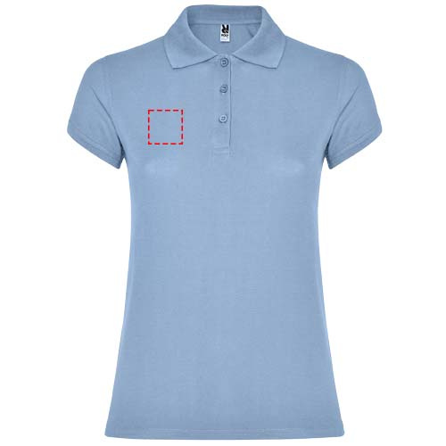 Žvaigždžių moteriškas polo trumpomis rankovėmis: Right chest · Embroidery fixed