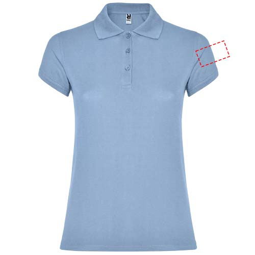 Žvaigždžių moteriškas polo trumpomis rankovėmis: Left bicep · Screenprint