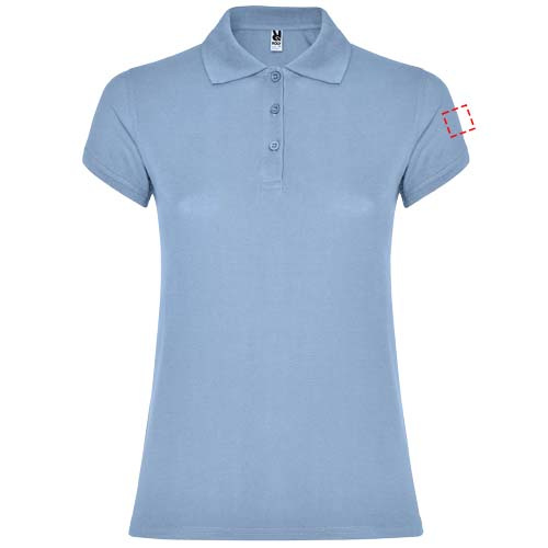 Žvaigždžių moteriškas polo trumpomis rankovėmis: Left bicep · Embroidery fixed