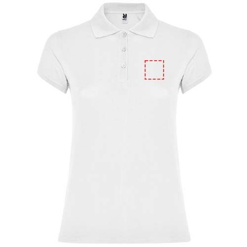 Žvaigždžių moteriškas polo trumpomis rankovėmis: Left chest · Embroidery fixed