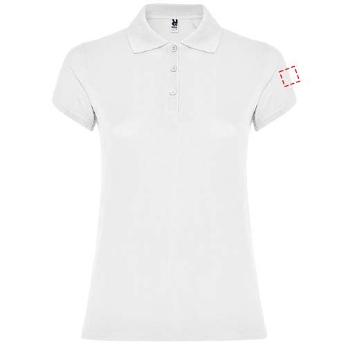 Žvaigždžių moteriškas polo trumpomis rankovėmis: Left bicep · Embroidery fixed
