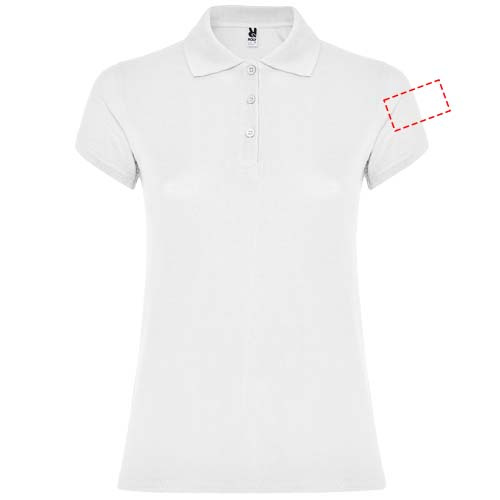 Žvaigždžių moteriškas polo trumpomis rankovėmis: Left bicep · Screenprint