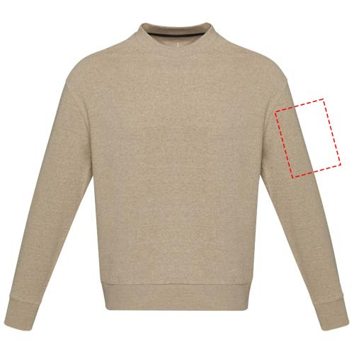 Jet Unisex Aware™ Pullover mit Rundhalsausschnitt aus recyceltem Material: Left bicep · Screenprint