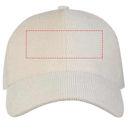 Casquette Hutton 6 panneaux en velours côtelé recyclé: Face avant · Broderie — variante « fixed »