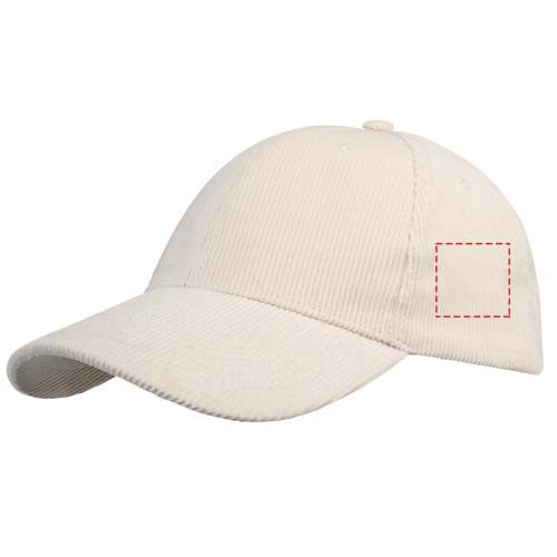 Casquette Hutton 6 panneaux en velours côtelé recyclé: Côté gauche · Broderie — variante « fixed »