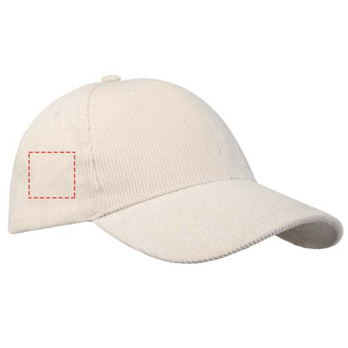 Casquette Hutton 6 panneaux en velours côtelé recyclé: Côté droit · Broderie — variante « fixed »