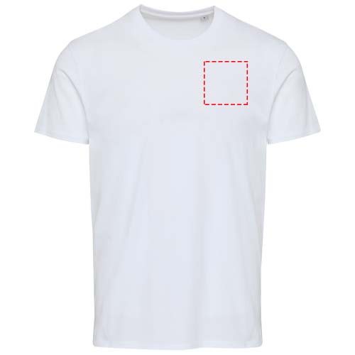Tee-shirt unisexe Azurite à manches courtes en coton biologique OCS 160 g/m²: Poitrine gauche · Transfert DTF