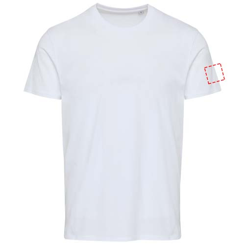 Tee-shirt unisexe Azurite à manches courtes en coton biologique OCS 160 g/m²: Biceps gauche · Broderie — variante « fixed »