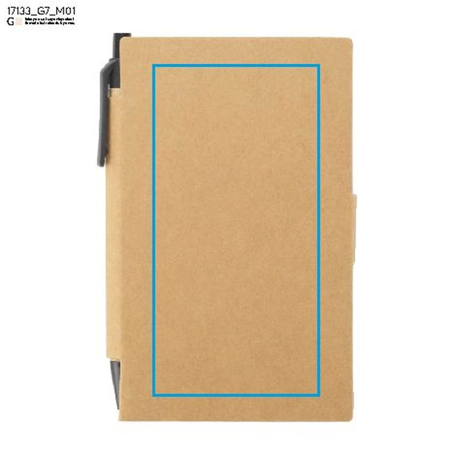 MARRO – carnet avec stylo à bille: Zone de marquage avant · Gravure laser