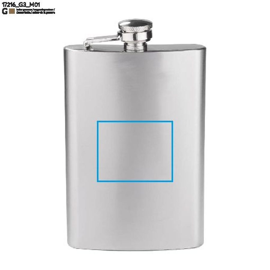 NEVIS – flasque 240 ml: Zone de marquage avant · Gravure laser